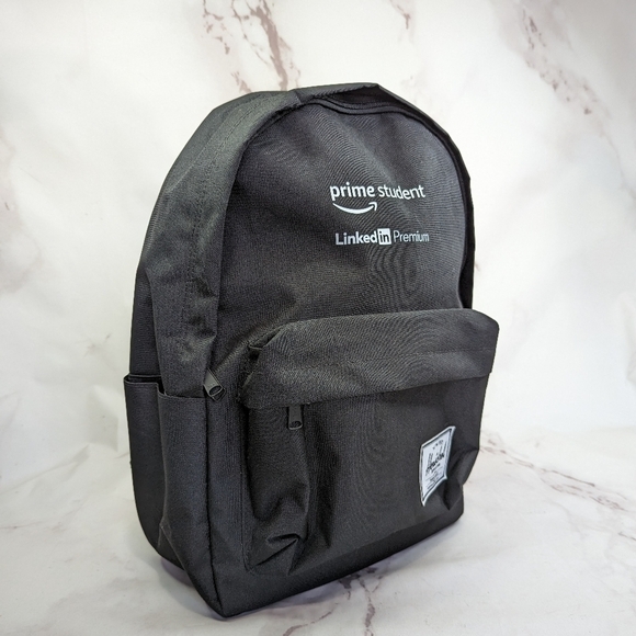 Herschel Backpack Amazon Prime Student Linked In Black Gift Employee Merch Rare - Picture 3 of 16